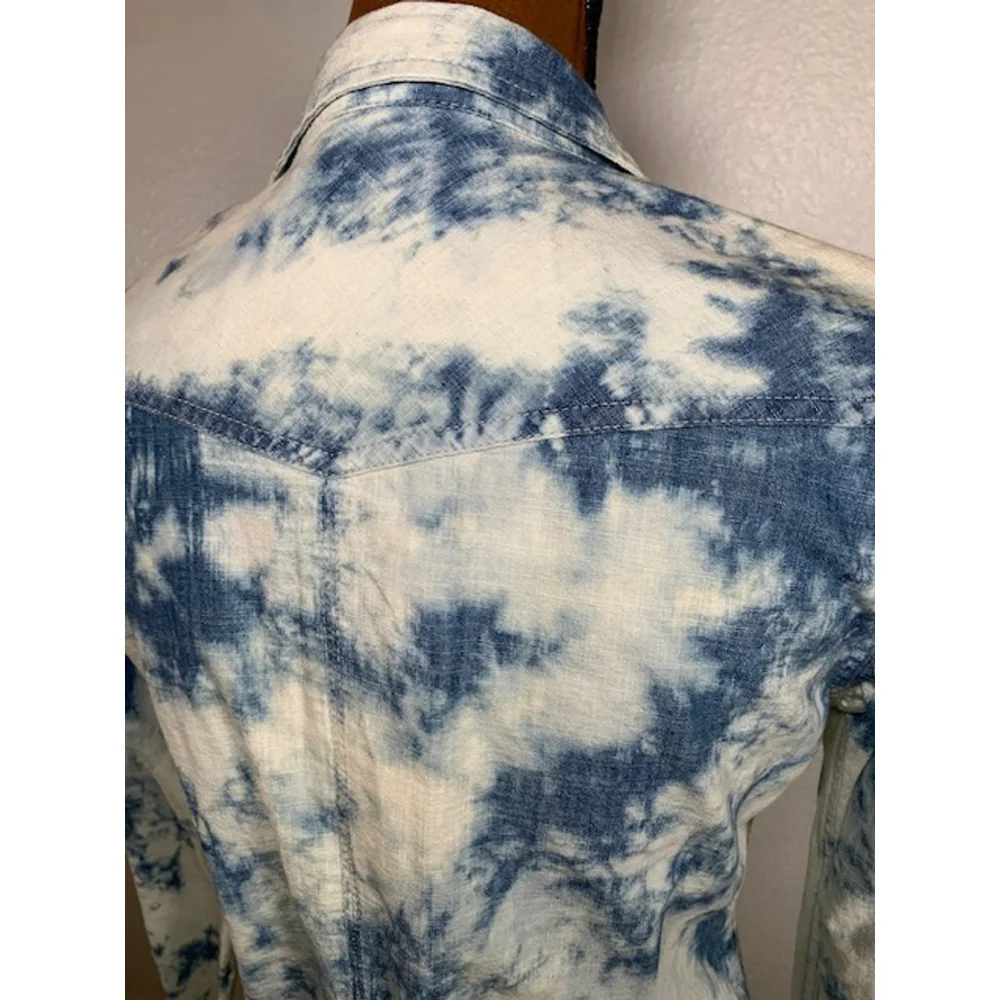 PRICE DROP! Women's American Eagle Button Down Shirt Size S Blue Tie Dye - Picture 5 of 5